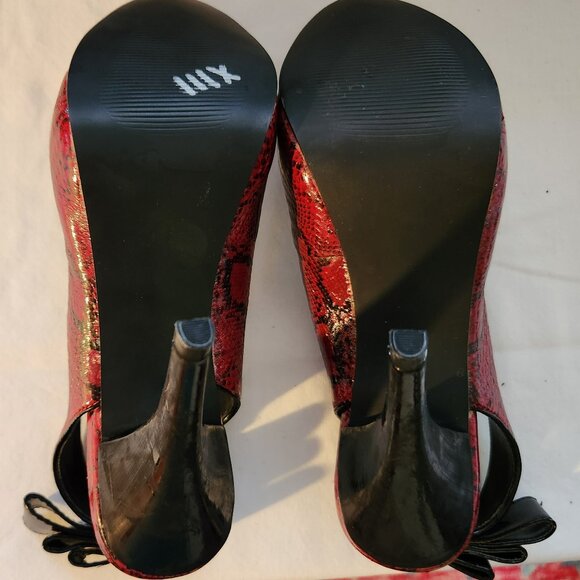 Steve Madden slingback platform heels red black sz 6.5 M Mevas animal print - Picture 4 of 4